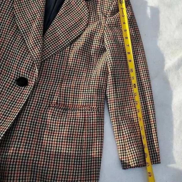 Joan Leslie Size 6 Womens  Brown and Black Squared Blazer with Velvet Collar - Picture 11 of 16